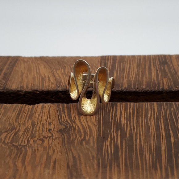 Size 8 Gold Over 925 Sterling Silver Large Abstract Ring - Picture 2 of 8